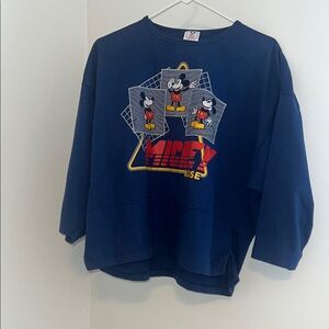 Vintage 80s Disney  Navy Mickey Mouse Sweatshirt 3/4 length sz xL